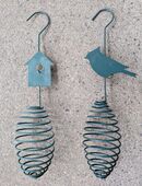 Zwei (2) Meisenknödelhalter Meisenknödelspender Futterspiralen - Motiv Haus, Vogel in 22175