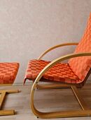 Stuhl, Sessel, Schwingstuhl mit Hocker in 97241