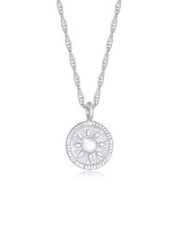 Elli Kette mit Anhänger Sonne Antik Coin Rund Kordelkette 925er Silber