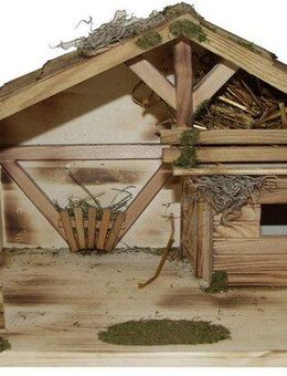 Alfred Kolbe Krippe Krippenstall mit Massivholzboden, geflammt, Weihnachtsdeko (1-tlg), Echtholz