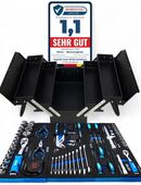 Werkzeugkiste Werkzeugkoffer Werkzeugkasten Metall befüllt Werkzeugbox Schwarz in 41061