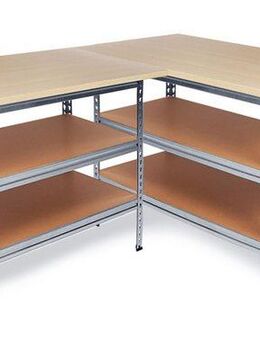 ONDIS24 Werkbank Werkstatt Ecklösung »Sparfuchs«, (2-tlg), 180 x 120 x 85 (H) cm, bis 320 kg belastbar, Arbeitsplatte 25 mm