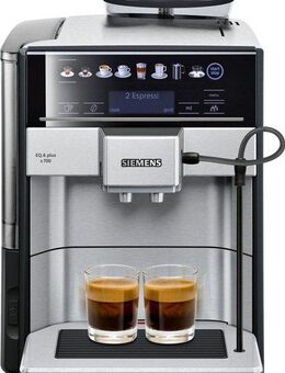 SIEMENS Kaffeevollautomat EQ6 plus s700 TE657503DE, Doppeltassenfunktion, Keramikmahlwerk, viele Kaffeespezialitäten, automatische Dampfreinigung, edelstahl