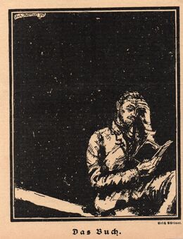 Grafik , von Erich Büttner , Das Buch ., in der Platte signiert und datiert (16) 1916 ,Blatt 19cm x 15cm , M7 - Görlitz