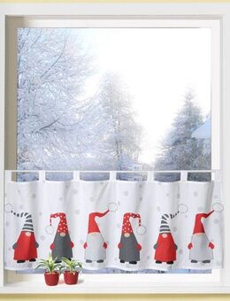 Weckbrodt Scheibengardine Weihnachtswichtel (1 St), Schlaufen, blickdicht, Bistro, Gardine, Weihnachten, blickdicht, HxB: 45x120 cm, Store