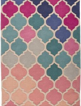 FLAIR RUGS Wollteppich Rosella, rechteckig, Höhe: 10 mm, 100% Wolle, mehrfarbig, Ornamente, mit Hoch-Tief-Effekt