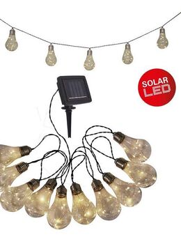 näve LED-Lichterkette Glühbirne, 10-flammig, Solar, 10 Glühbirnen klar, warmweiß, inkl. Solarpanel, Länge 300cm