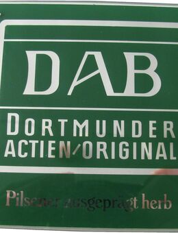 DAB Dortmunder Actien Brauerei - Pilsener - Zapfhahnschild - 10 x 10 cm - Motiv 6 - aus Glas - Doberschütz