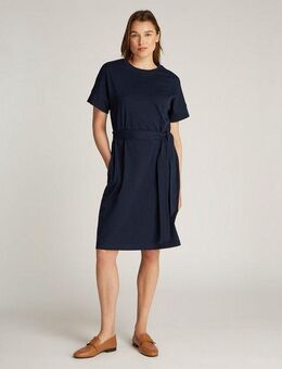 Tommy Hilfiger A-Linien-Kleid COTTON INTERLOCK SHORT DRESS mit Bindeband