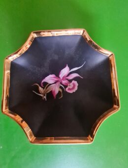 Schale "Orchidee" Plankenhammer Floss Bavaria 24 Karat Goldrand - Gründau