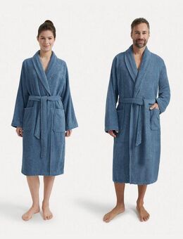 Möve Unisex-Bademantel Basic, Walkfrottier, Schalkragen, Gürtel, mit Schalkragen