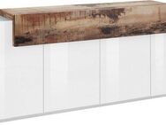 INOSIGN Sideboard Coro, Kommode, Schrank, Kredenz, grifflos mit Einlegeböden, 1 klappe,4 Türen, Doppeltiefe, B/T/H 200x45x85,6cm