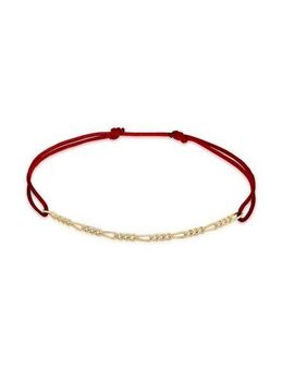 Elli Armband Figaro-Kette Rot Nylon Verstellbar 925 Silber