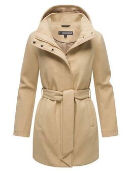 Marikoo Kurzmantel Katalinaa Eleganter Wickel Mantel mit Taillengürtel und Oversized Hood Kapuze