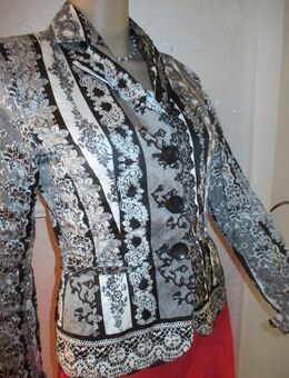 NEU mit ETIKETT * Seiden Satin * Brokat * Lace Spitze * Abend * Ausgeh * Business * Anzug * Kostüm * Blazer "ORWELL" Gr. 34- 36/ XS- S * schwarz * cremè- beige * ivory * - Riedlingen