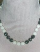 Edelsteinkette, weisser Lava mit schwarzen Hämatit in 27389