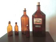 5 original Apothekerflaschen, Medizinflaschen, Braunglas, alt - Augustdorf