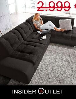 Ecksofa 280x221cm Schwarz Bettfunktion Softstruktur Pale Sit&More - Köln