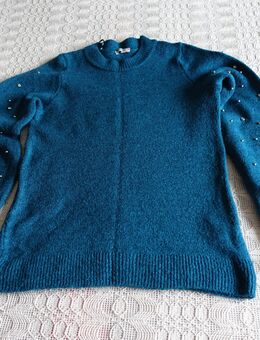 Pullover, Strickpullover, mit Perlen, petrol, Gr. XS bzw. ca. Gr. 34, Orsay - Hamburg
