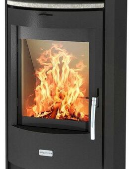 Fireplace Kaminofen Heathus Parma Stahl, 6,0 kW, Dauerbrand, mit Holzfach und Natursteinteefach