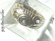 Ring 925 Silber mit gefassten Blautopas und Peridot - Stemmen