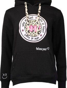 Zwillingsherz Hoodie Kapuze, Langarm, Kängurutasche, Leo-Details, modisch