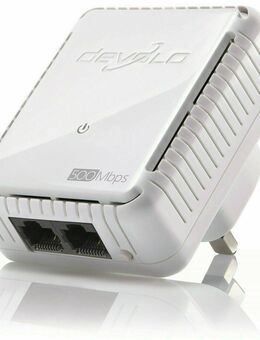 Ethernet Netzwerkadapter Dual LAN, devolo dlan500 duo, 2x RJ45 Ausgänge, Fast Ethernet 10/100Mbit/s, Verschlüsselung 128 Bit AES, weiß - Eurostecker 230V/50Hz - Fürth