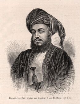 Grafik : Barghasch ibn Said , Sultan von Sansibar , gest. am 26 März 1888 , Blatt18cm x 14cm , M7 - Görlitz