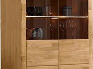 Home affaire Stauraumvitrine Ribe,125cm hoch,112cm breit,4 breite Fächer Korpus Holzwerkstoff,2Türen mit Glaseinsatz, Böden versetzbar