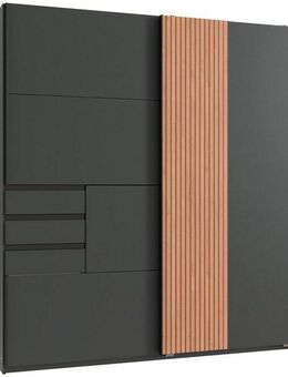 Wimex Schwebetürenschrank Coburg, Kleiderschrank Made in Germany mit Akustikpaneel Optik oder Holzoptik eichefarben, 180cm breit