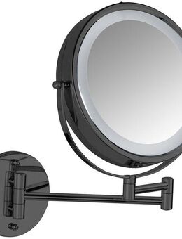 WENKO Wandspiegel Power-Loc® LED Modell Lumi, Kosmetikspiegel mit Beleuchtung, 5-fach Vergrößerung, ohne Bohren