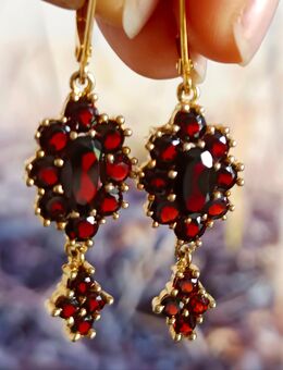 Vintage Gilded Silver Bohemian Garnets Earrings, 1960-1980. - Berlin Mitte