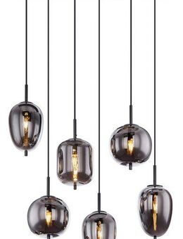 GLOBO LIGHTING Hängeleuchte BLACKY, ohne Leuchtmittel, Hängelampe/Pendelleuchte/Glas rauchfarben/unterschiedliche Gläser