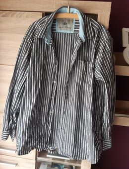 Herrenhemd Langarm grau mit  mint und rosafarbenen feinen Streifen 1 Brusttasche Gr. 2XL - Euskirchen