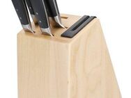 KitchenAid Messerblock Gourmet (5tlg), Messer japanischer Stahl, integrierter Messerschärfer, Birkenholzblock