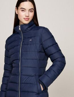 Tommy Jeans Steppmantel TJW ESSENTIAL HOODED DOWN COAT mit Fellimitat, Logostickerei