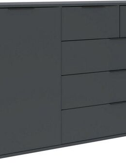 Wimex Kombikommode Tilburg, Sideboard 130x43x83cm, Made in Germany, mit schwarzen Metallgriffen, Stauraum hinter 1 Tür und in 5 Schubladen