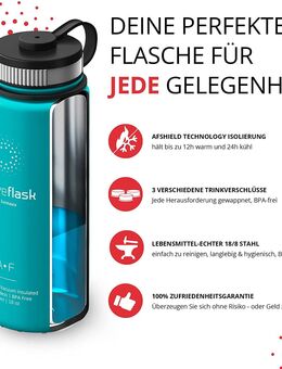 BeMaxx Trinkflasche Edelstahl ACTIVE FLASK türkis 950ml - Birkenfeld (Baden-Württemberg)