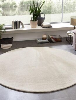 my home Wollteppich Gabbo Natur, Handgefertigt, Teppich, reine Wolle, meliert, rund, Höhe: 14 mm, besonders weich und dicht