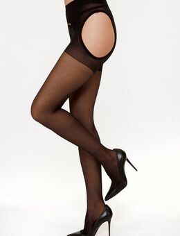 petite fleur gold Ouvert Strumpfhose 15 DEN mit imitiertem Strapsgurt