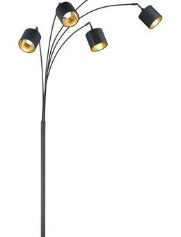 Reality Leuchten Stehlampe TOMMY, Bogenleuchte 5-flammig, exkl 5x E14 max 28W, mit Fussschalter, Ein-/Ausschalter, Lesearm, Leuchtmittel wechselbar, warmweiß - kaltweiß, Stehlampe Wohnzimmer mit Stoffschirmen und verstellbaren Spots