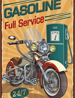 Schönes Blechschild Gasoline Full Service Motorrad Biker 20x30 cm - Berlin