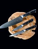 Im Set | Kochmesser - Allzweckmesser - Gemüsemesser | Damastmesser | Küchenmesser | Schneidemesser | VG10 Stahlkern | 67 Lagen Damaststahl in 74889