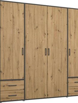 rauch Drehtürenschrank Kleiderschrank Schrank Garderobe Wäscheschrank VOYAGER (in 3 verschiedenen Ausstattungen BASIC/CLASSIC/PREMIUM) moderne Griffe in Graumetallic mit Außenschubkästen MADE IN GERMANY