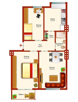 3 Zi. - Wohnung mit Küche, Duschbad und Balkon - Bremen
