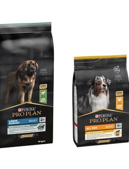 14 kg PURINA PRO PLAN Adult + 3 kg Extra-Packung gratis! - 14 kg Large Robust Lamm & Reis Sensitive Digestion + 3 kg All Sizes Light/Sterilised