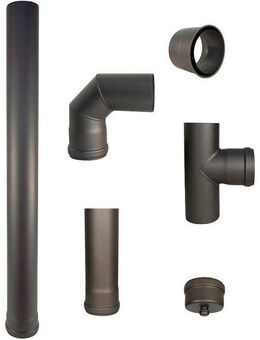 Color Emajl Ofenrohr Heathus Pellet-Rauchrohr-Set GR, (Set, 6-tlg), 80 mm, für Pelletöfen, 100 cm, grau