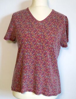 Damen T-Shirt, dunkel rot. Blumenmuster, Gr. M 40/42 - Gütersloh
