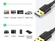 USB 3.0 Typ A, High-Speed Datenleitung, Stecker, Stecker, 200cm lang, vergoldete Anschlüsse, doppelt geschirmt, Knickschutz, schwarz mit einer Datenübertragung von bis zu 500MB/s - Fürth