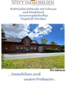 Historisches Gebäude mit 3 Wohnungen und Scheune, Stall und Weidefläche/Pferdekoppel - in Dagebüll / Nordsee !- Sanierungsbedürftig - Dagebüll